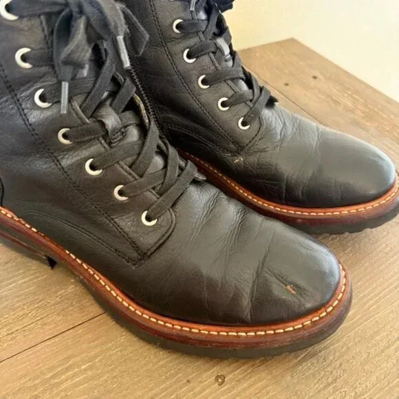 Frye Ella Moto Lace Up Combat Boots Women's Size 9 - Picture 4 of 11